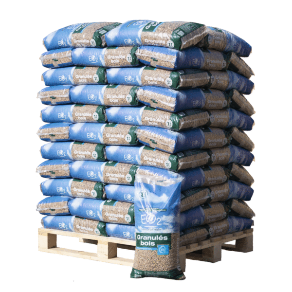 Granulés de bois EO2, palette de 66 sacs de 15kg