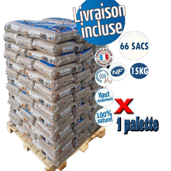 Granulé de Bois Premium Woodstock, Palette de 66 Sacs de 15 kg